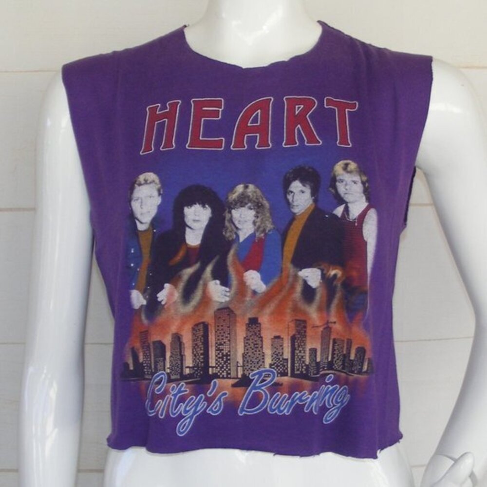 HEART Concert Tshirt, S/M, CROPPED, 1982, Purple, Private Audition Tour